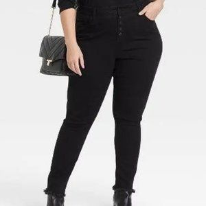 Ava & Viv Women's Black button-fly PLUS SIZE Jeans